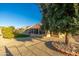 Backyard view, featuring a large tree and gravel landscaping at 14328 W Dusty Trail Blvd, Sun City West, AZ 85375