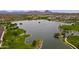 Aerial view of lake, park, and surrounding area at 15831 E Thistle Dr, Fountain Hills, AZ 85268