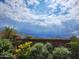 Landscaped backyard with mountain views and lush greenery at 2185 E Hazeltine Way, Gilbert, AZ 85298