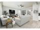 Living room with tile floors, neutral walls, and staged furniture at 24018 N 165Th Dr, Surprise, AZ 85387