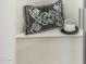 White corner shower bench with decorative pillow and candle at 24018 N 165Th Dr, Surprise, AZ 85387