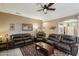 Spacious living room with leather sofas and a coffee table at 26616 N 42Nd Way, Cave Creek, AZ 85331