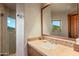 Bathroom with a single vanity and a walk-in shower at 39863 N 105Th Pl, Scottsdale, AZ 85262