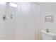 Clean bathroom with shower and small window at 5519 W Elgin St, Chandler, AZ 85226