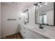 Double vanity bathroom with white cabinets and quartz countertops at 619 N Norfolk --, Mesa, AZ 85205