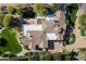 Bird's eye view of a large home with a unique architectural design at 6601 E Valley Vista Ln, Paradise Valley, AZ 85253