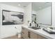 Modern powder room features a marble countertop, contemporary fixtures, and stylish accents at 7175 E Camelback Rd # 601, Scottsdale, AZ 85251