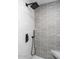 Walk-in shower with modern fixtures and subway tile at 7175 E Camelback Rd # 601, Scottsdale, AZ 85251