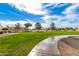 Lush green lawn and a paved walking path in a neighborhood park at 7244 S Sunrise Way, Buckeye, AZ 85326