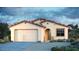 One-story house with Spanish-style architecture, featuring a two-car garage and desert landscaping at 12221 W Lonesome Trl, Peoria, AZ 85383