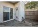 Private patio with storage and access to interior at 6920 E 4Th St # 105, Scottsdale, AZ 85251