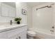 Updated bathroom with white subway tile, quartz countertop, and modern vanity at 1031 S 98Th St, Mesa, AZ 85208