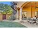 Outdoor patio with spiral staircase and seating area at 3257 N Piedra Cir, Mesa, AZ 85207