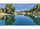 Tranquil lake reflecting the community's homes and trees at 3829 E Sawtooth Dr, Chandler, AZ 85249