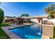 Relaxing pool area with a brick water feature and patio furniture at 7529 E Windsor Ave, Scottsdale, AZ 85257