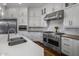 Modern kitchen with white cabinets, pro-style range and double ovens at 8400 E Columbus Ave, Scottsdale, AZ 85251