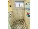 Large walk-in shower with pebble floor and built-in shelving at 938 W Iris Dr, Gilbert, AZ 85233