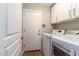 Convenient laundry room with washer, dryer, and ample storage at 11683 N 135Th Pl, Scottsdale, AZ 85259