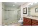 Updated bathroom with a large glass shower at 13438 W Ashwood Dr, Sun City West, AZ 85375