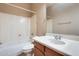 Clean bathroom with single vanity, shower/tub combo, and toilet at 18473 W Piedmont Rd, Goodyear, AZ 85338