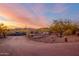 Landscaped front yard with desert plants, stone pathway, and mountain views at 617 S Camino Saguaro --, Apache Junction, AZ 85119