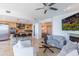Open floor plan with kitchen, fireplace, and lake view at 140 E Rio Salado Pkwy # 506, Tempe, AZ 85281