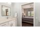 Modern bathroom with a vanity and a view of bedroom at 15225 N 100Th St # 2187, Scottsdale, AZ 85260