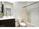 Bathroom with tub shower combination and updated vanity at 19563 W Annika Dr, Litchfield Park, AZ 85340