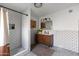 Modern bathroom with subway tile shower and stylish vanity at 520 W 16Th St, Tempe, AZ 85281