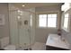 Clean bathroom with a corner shower and single sink at 615 E Winter Dr, Phoenix, AZ 85020