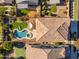 Aerial view of house with pool and landscaped backyard at 10307 E Nopal Ave, Mesa, AZ 85209