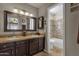 Bathroom with double vanity and granite countertop at 160 W La Vieve Ln, Tempe, AZ 85284