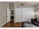 Bedroom with large closet and wood flooring at 160 W La Vieve Ln, Tempe, AZ 85284