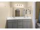 Double vanity bathroom with gray cabinets and white countertops at 2150 W Alameda Rd # 1251, Phoenix, AZ 85085