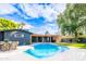 Inviting backyard featuring a sparkling pool, lush greenery, and covered patio area, perfect for outdoor entertaining at 2942 N 81St Pl, Scottsdale, AZ 85251
