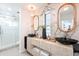 Elegant bathroom with double vanity and marble at 2942 N 81St Pl, Scottsdale, AZ 85251