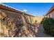 Landscaped backyard with decorative tile wall and brick planter at 3531 E Utopia Rd, Phoenix, AZ 85050