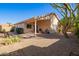 Covered patio with adjacent backyard and landscaping at 3531 E Utopia Rd, Phoenix, AZ 85050