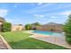 Relaxing backyard with a refreshing pool and artificial turf at 4125 W Bradshaw Creek Ln, New River, AZ 85087