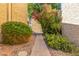 A paved pathway winds through a well-maintained landscape with colorful flowers and cacti at 4950 N Miller Rd # 347, Scottsdale, AZ 85251