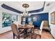 Elegant dining room features a dark wood table, chandelier, and blue walls at 4979 E Calle De Los Arboles --, Cave Creek, AZ 85331