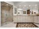 Elegant bathroom with a large vanity, glass shower, and tiled floors at 7500 E Mccormick Pkwy # 63, Scottsdale, AZ 85258