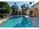 Community pool with surrounding landscaping and patio furniture at 7500 E Mccormick Pkwy # 63, Scottsdale, AZ 85258