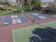 Aerial view of multiple pickleball and tennis courts at 9305 E Purdue Ave # 265, Scottsdale, AZ 85258