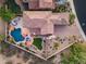Bird's eye view of a house with a pool and meticulously designed backyard at 3773 E Donald Dr, Phoenix, AZ 85050