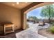 View of backyard oasis with pool and outdoor kitchen at 3773 E Donald Dr, Phoenix, AZ 85050