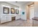 Elegant bathroom with double vanity and separate shower at 3773 E Donald Dr, Phoenix, AZ 85050