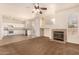 Living room features a fireplace and an open floor plan at 524 N Leoma Ln, Chandler, AZ 85225