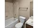 Clean bathroom with shower/tub combo, toilet and sink at 10546 W Catalina Dr, Arizona City, AZ 85123