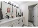 Modern bathroom with double vanity and walk-in shower at 14241 N 54Th St, Scottsdale, AZ 85254